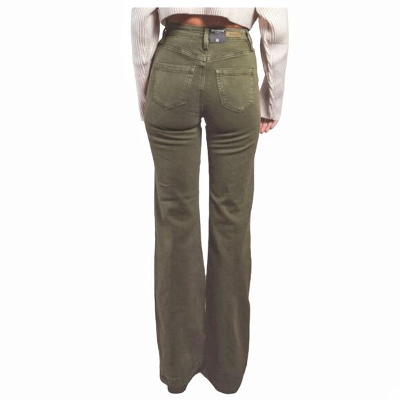 BLANK NYC Green Delancy Jeans Sz 31 Straight Button Fly High Rise Stretch Denim - Picture 7 of 12